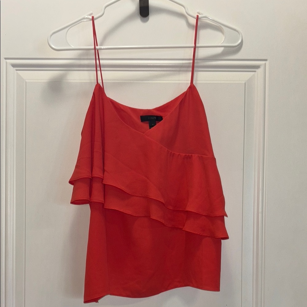 J. Crew Hot Pink Asymmetrical Ruffled Camisole